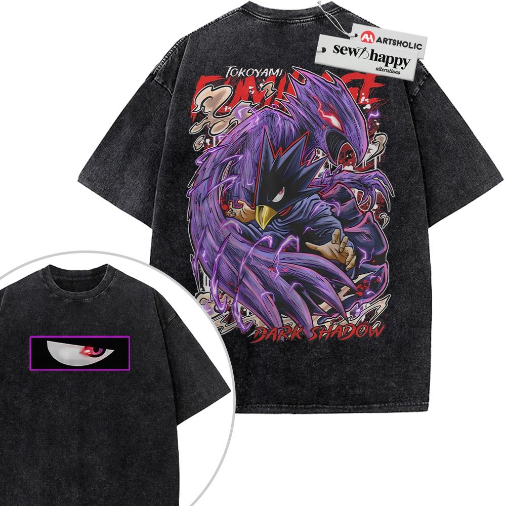 Wash Tee Fumikage Tokoyami Shirt, Tsukuyomi Shirt, MHA Shirt, Anime Shirt, Vintage T-Shirt 2-Sided