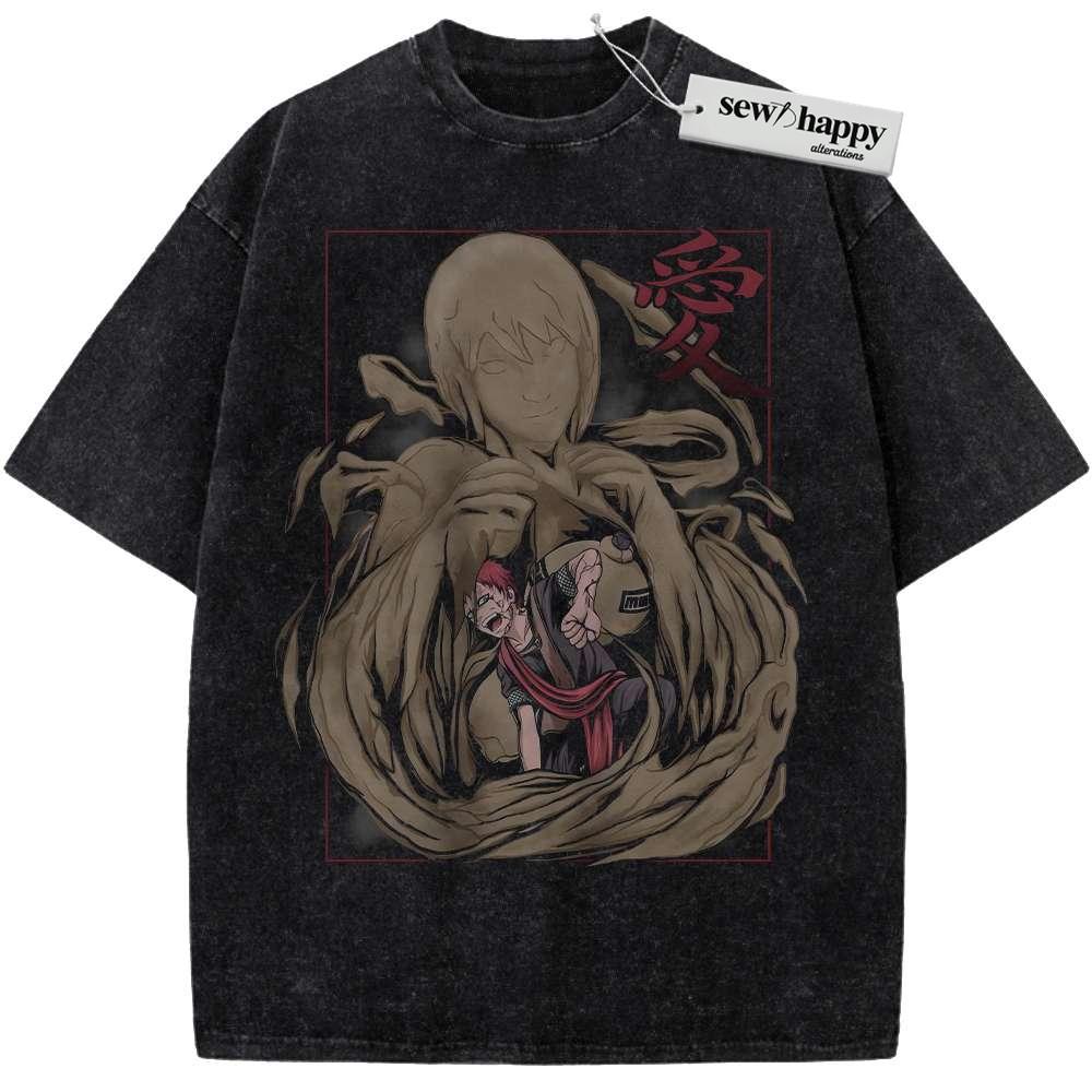 Wash Tee Gaara Shirt, Naruto Shirt, Anime Shirt, Vintage T-Shirt