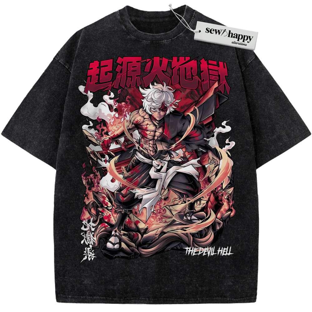 Wash Tee Gabimaru Shirt, Hell’s Paradise Shirt, Anime Shirt, Vintage T-Shirt