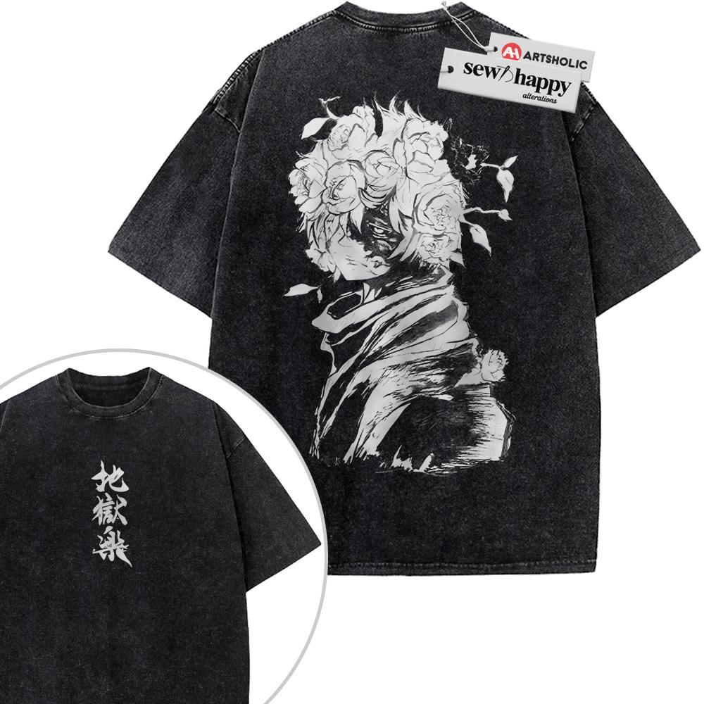 Wash Tee Gabimaru Shirt, Hell's Paradise Shirt, Anime Shirt, Vintage T-Shirt 2-Sided