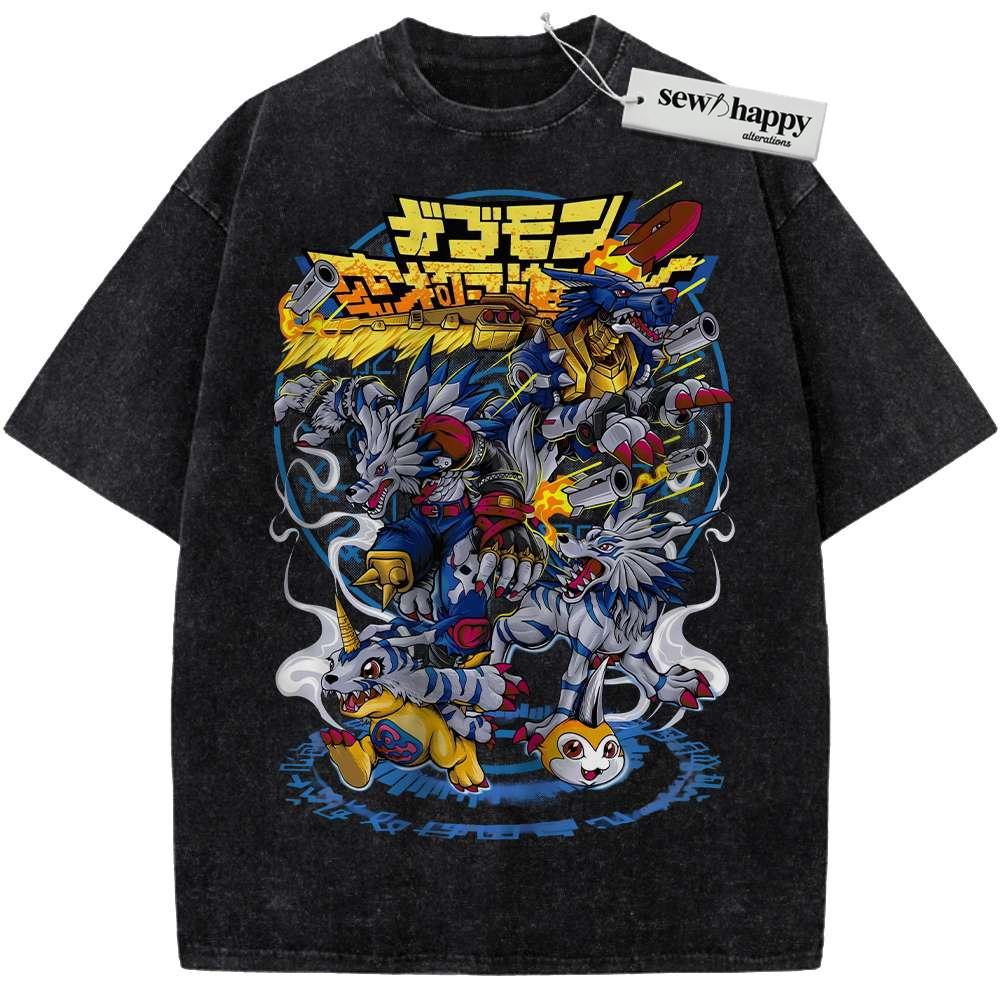 Wash Tee Gabumon Evolutions Shirt, Digimon Shirt, Anime Shirt, Vintage T-Shirt