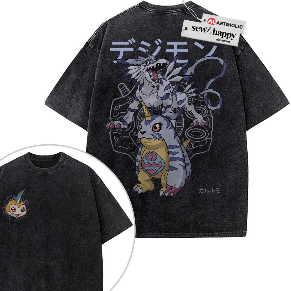 Wash Tee Gabumon Shirt, Garurumon Shirt, Digimon Shirt, Anime Shirt, Vintage T-Shirt 2-Sided
