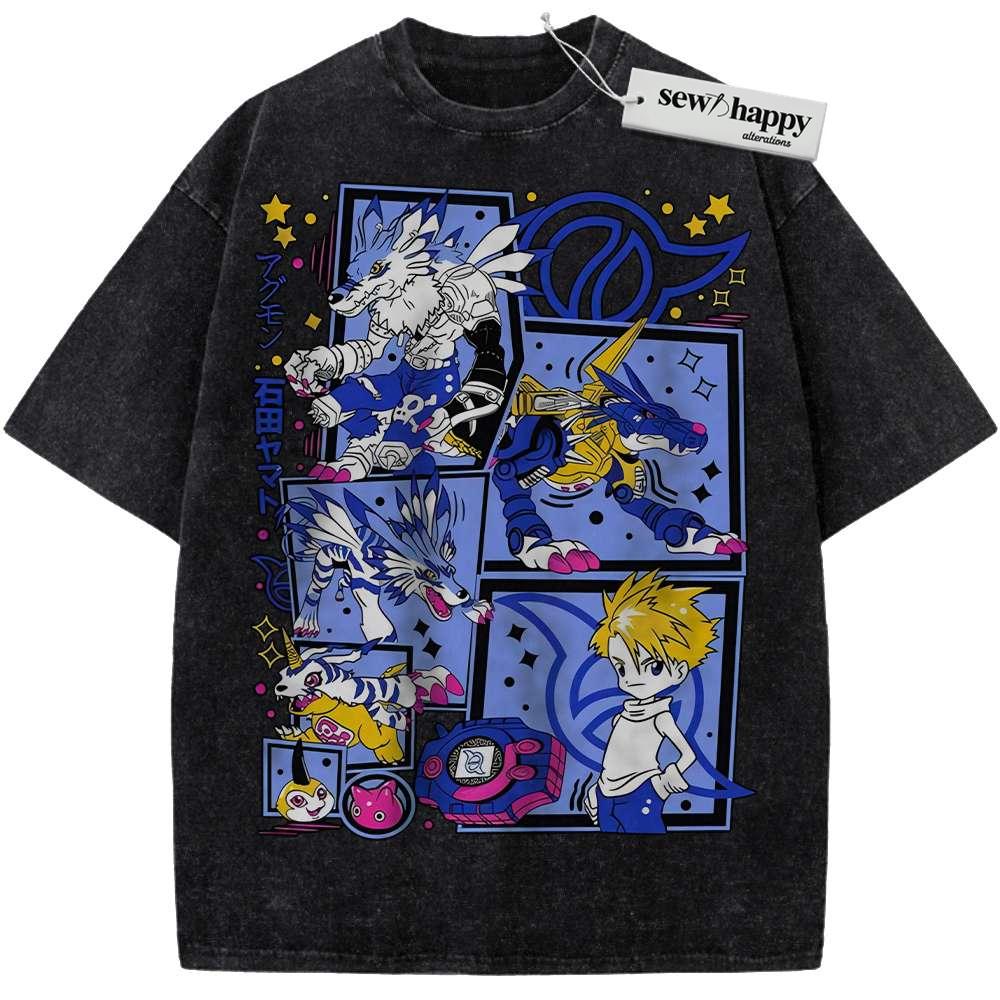 Wash Tee Gabumon Shirt, Garurumon Shirt, WereGarurumon Shirt, MetalGarurumon Shirt, Digimon Adventure Shirt, Anime Shirt, Vintage T-Shirt
