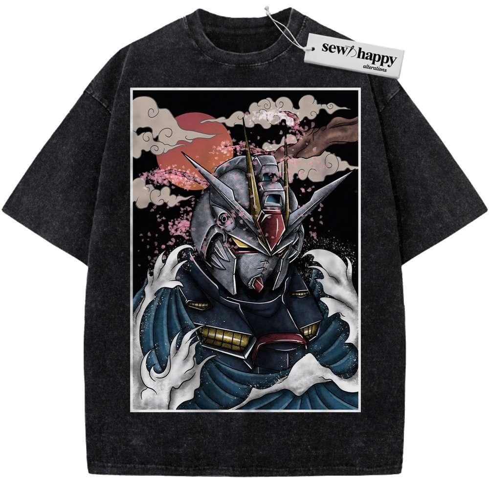 Wash Tee GAT-X105 Strike Gundam Shirt, Anime Shirt, Vintage T-Shirt