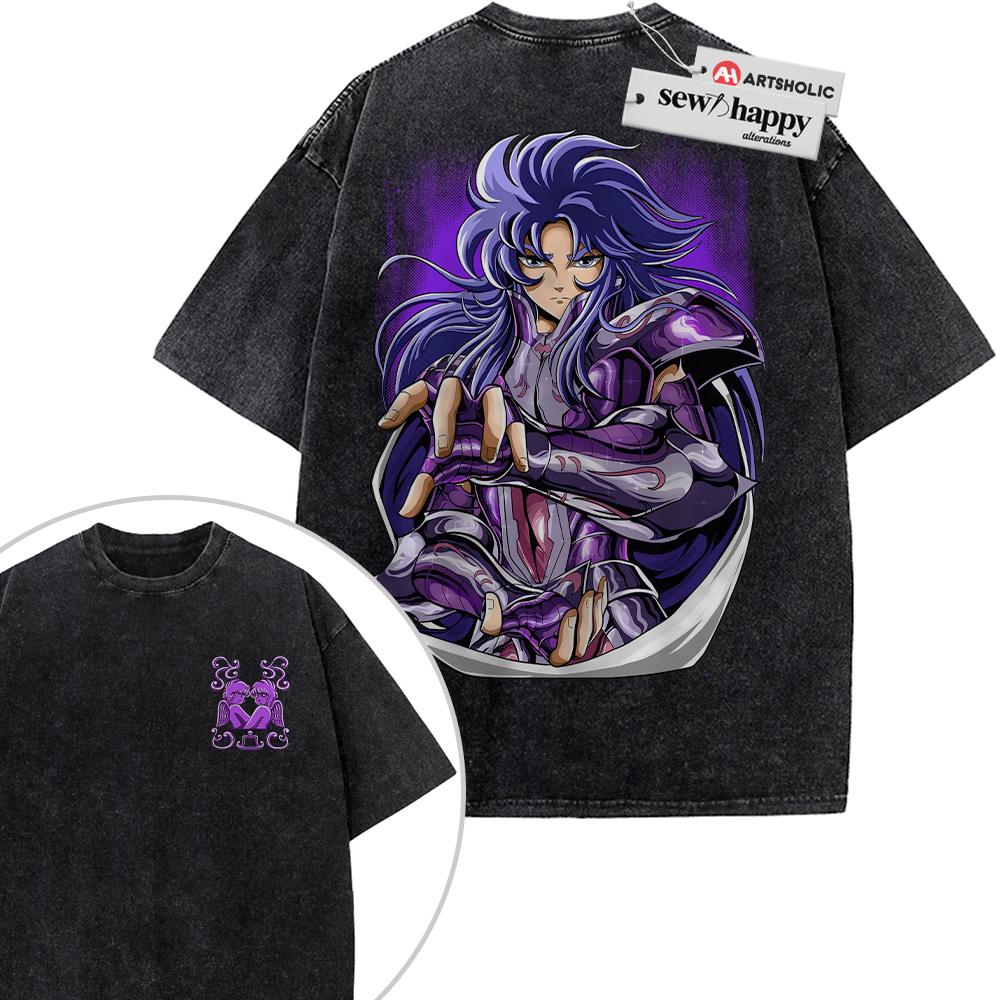 Wash Tee Gemini Saga Shirt, Pope Ares Shirt, Saint Seiya Shirt, Anime Shirt, Vintage T-Shirt 2-Sided