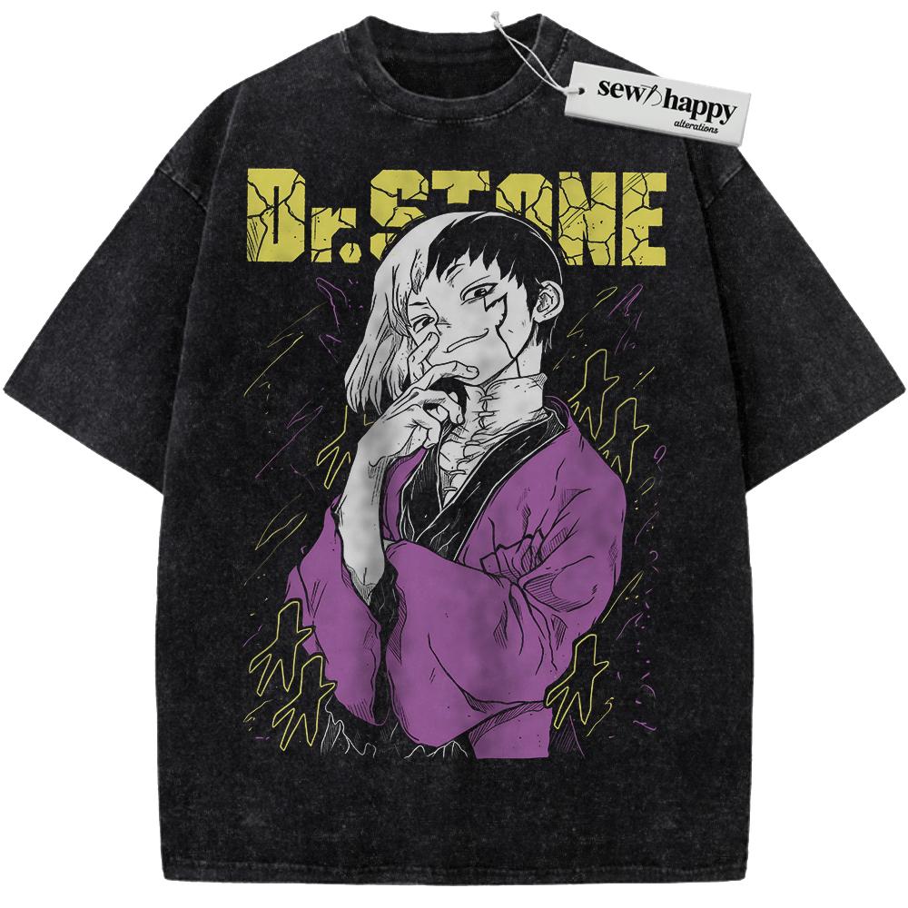 Wash Tee Gen Asagiri Shirt, Dr Stone Shirt, Anime Shirt, Vintage T-Shirt