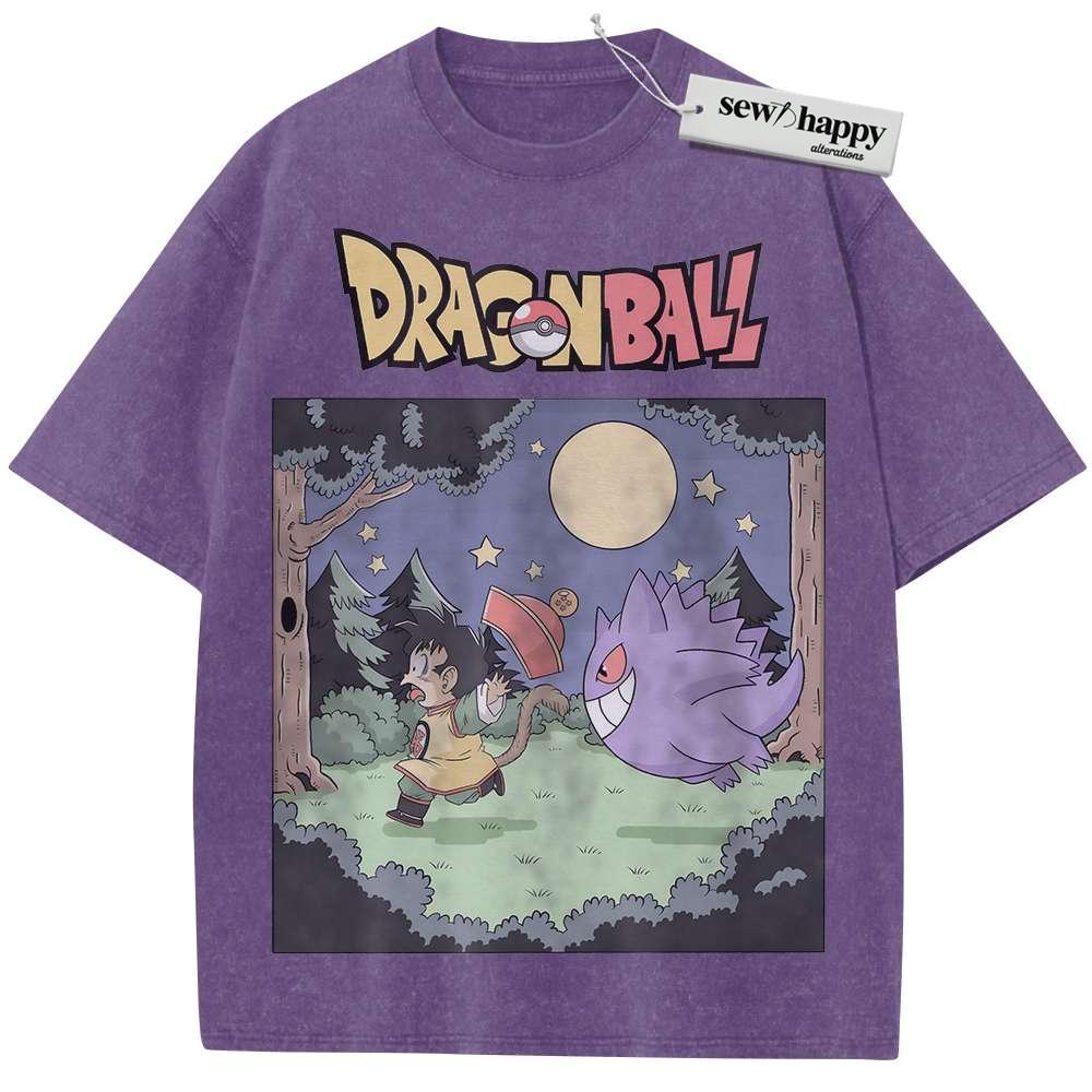 Wash Tee Gengar Shirt, Son Goku Shirt, Dragon Ball Shirt, Pokemon shirt, Anime Shirt, Vintage T-Shirt
