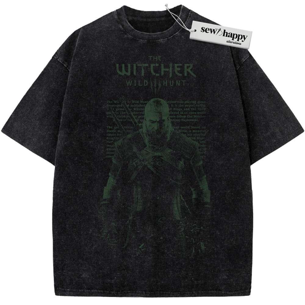 Wash Tee Geralt of Rivia Shirt, The Witcher Shirt, Game Shirt, Vintage T-Shirt