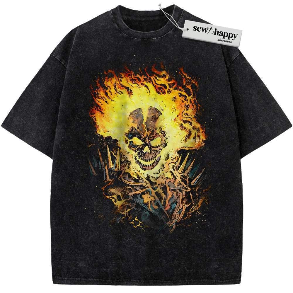 Wash Tee Ghost Rider Shirt, Marvel Comics Shirt, Vintage T-Shirt