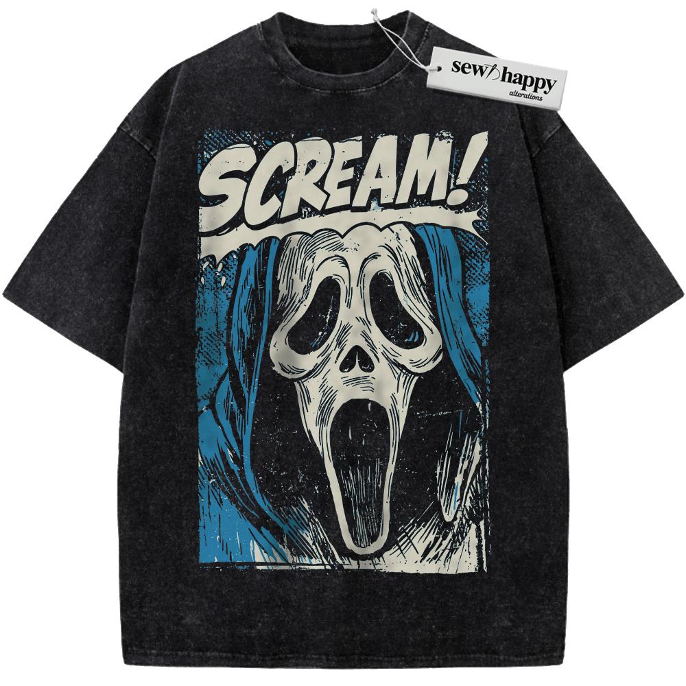 Wash Tee Ghostface Shirt, Scream Shirt, Halloween Shirt, Horror Shirt, Vintage T-Shirt