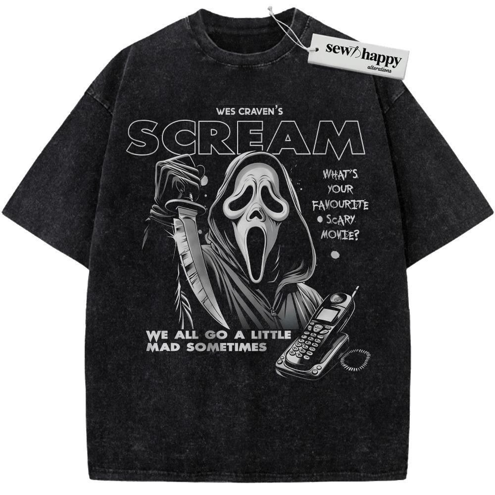 Wash Tee Ghostface Shirt, Scream Shirt, Halloween Shirt, Horror Shirt, Vintage T-Shirt Wash Tee Ghostface Shirt, Scream Shirt, Halloween Shirt, Horror Shirt, Vintage T-Shirt - Image 1