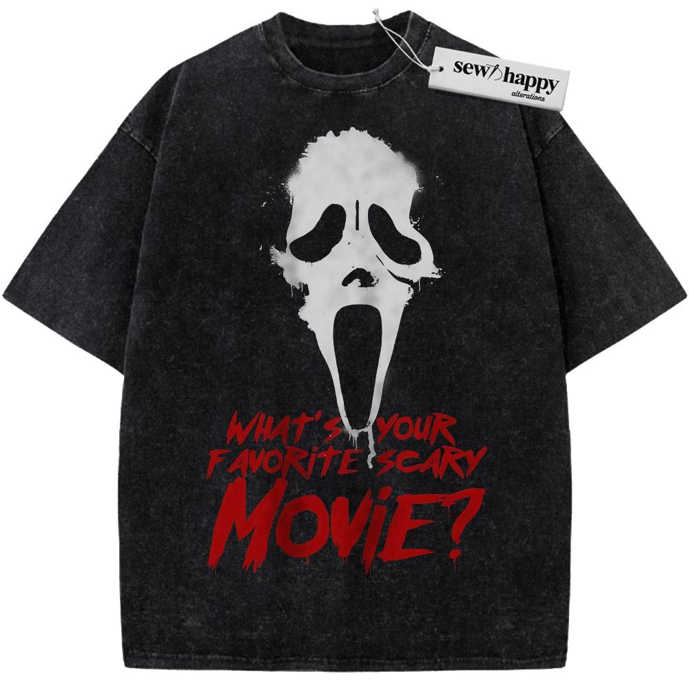 Wash Tee Ghostface Shirt, Scream Shirt, Halloween Shirt, Horror Shirt, Vintage T-Shirt Wash Tee Ghostface Shirt, Scream Shirt, Halloween Shirt, Horror Shirt, Vintage T-Shirt - Image 1