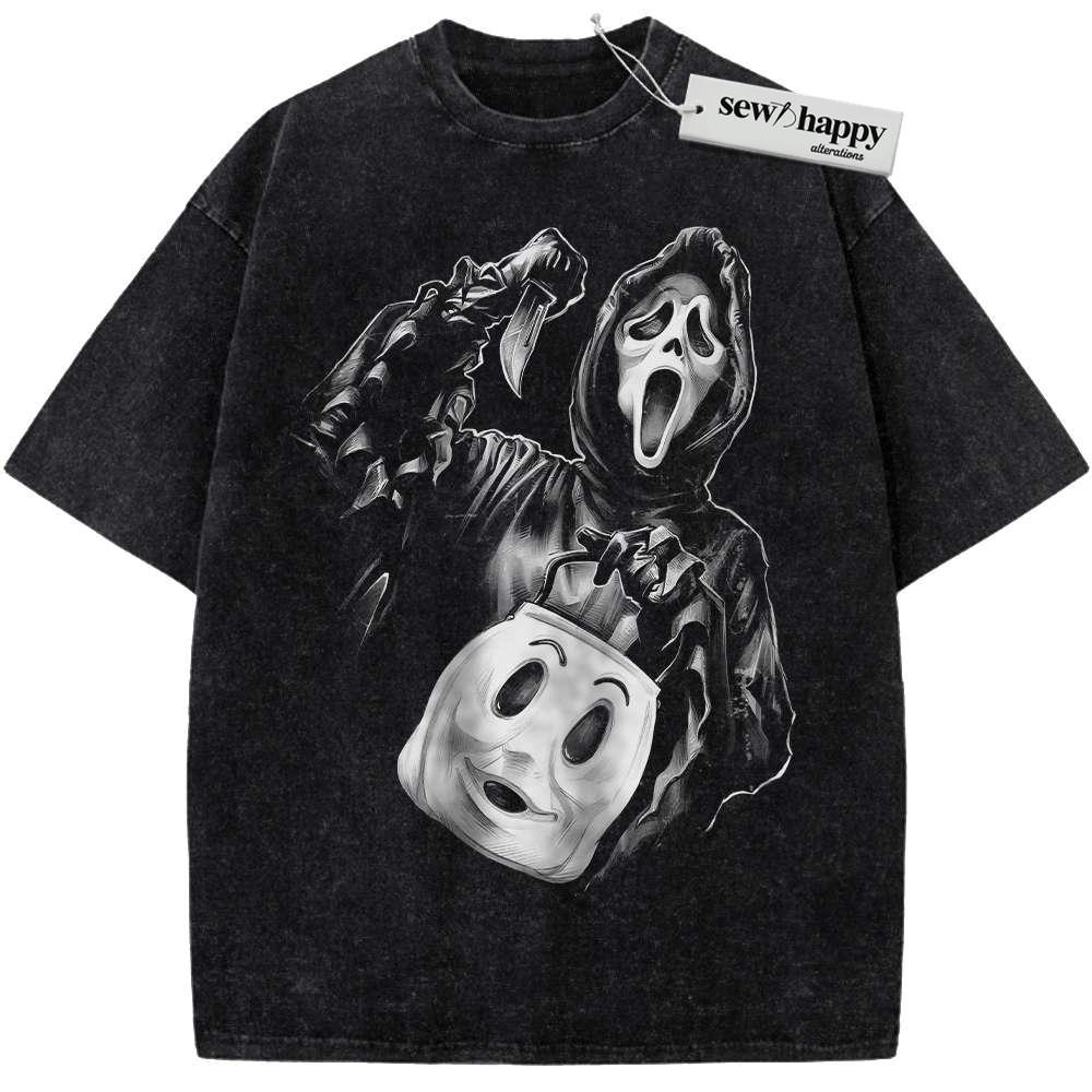 Wash Tee Ghostface Shirt, Scream Shirt, Halloween Shirt, Horror Shirt, Vintage T-Shirt Wash Tee Ghostface Shirt, Scream Shirt, Halloween Shirt, Horror Shirt, Vintage T-Shirt - Image 1