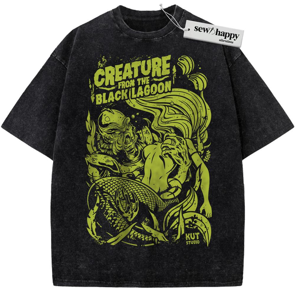 Wash Tee Gill-man Shirt, Creature from the Black Lagoon Shirt, Horror Movie Shirt, Halloween Shirt, Vintage Tee