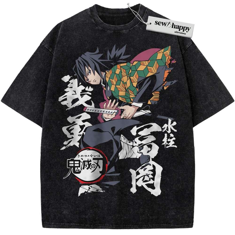 Wash Tee Giyu Tomioka Shirt, Demon Slayer Shirt, Anime Shirt, Vintage T-Shirt