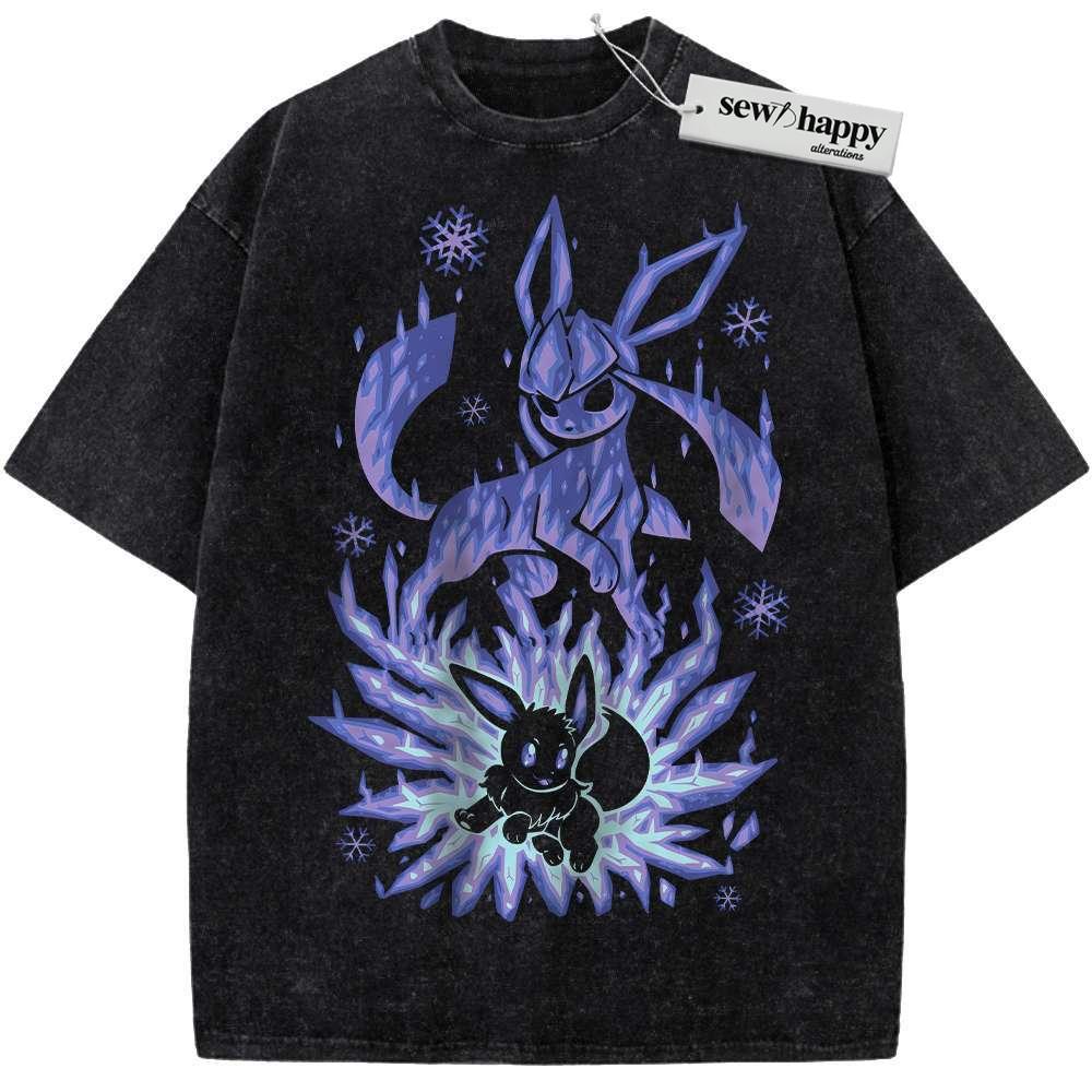 Wash Tee Glaceon Shirt, Eevee Shirt, Pokemon shirt, Anime Shirt, Vintage Tee