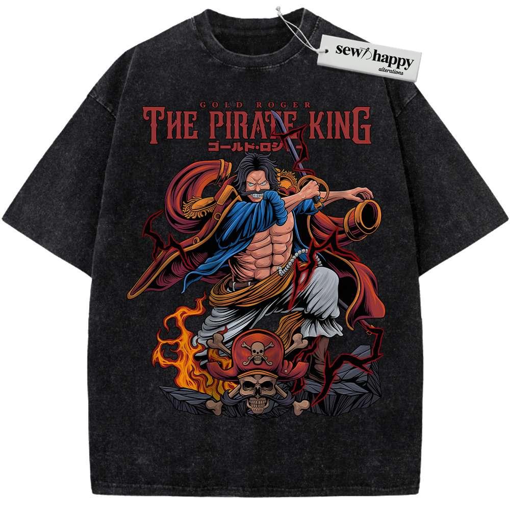 Wash Tee Gol D Roger Shirt, One Piece Shirt, Anime Shirt, Vintage Tee