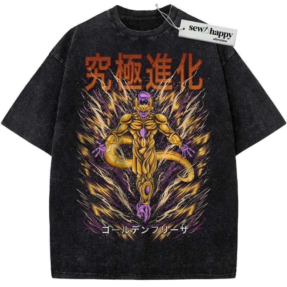 Wash Tee Golden Frieza Shirt, Dragon Ball Shirt, Anime Shirt, Vintage T-Shirt