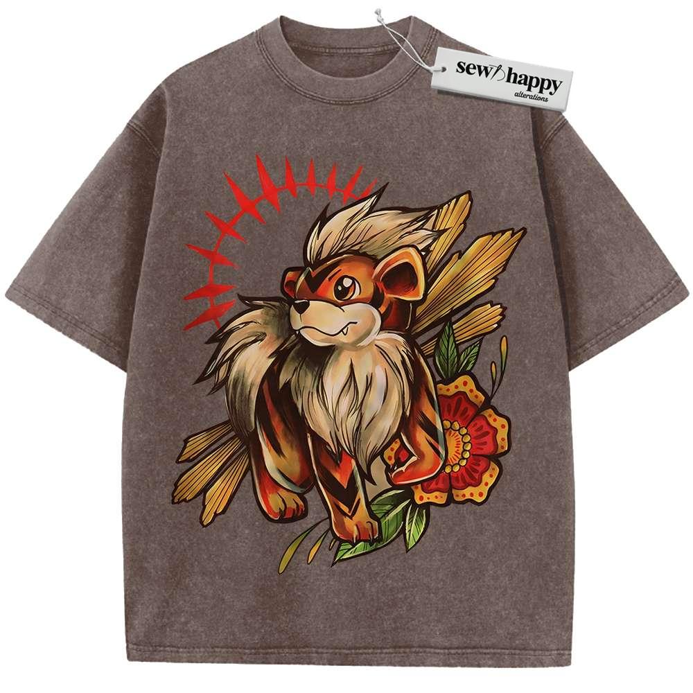 Wash Tee Growlithe Shirt, Pokemon shirt, Anime Shirt, Vintage T-Shirt
