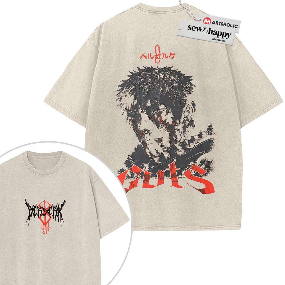 Wash Tee Guts Shirt, Berserk Shirt, Anime Shirt, Vintage T-Shirt 2-Sided
