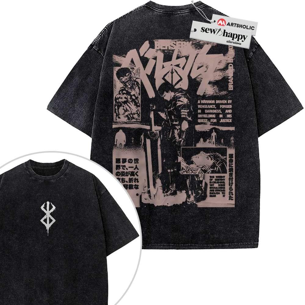 Wash Tee Guts Shirt, Berserk Shirt, Anime Shirt, Vintage T-Shirt 2-Sided Wash Tee Guts Shirt, Berserk Shirt, Anime Shirt, Vintage T-Shirt 2-Sided - Image 1