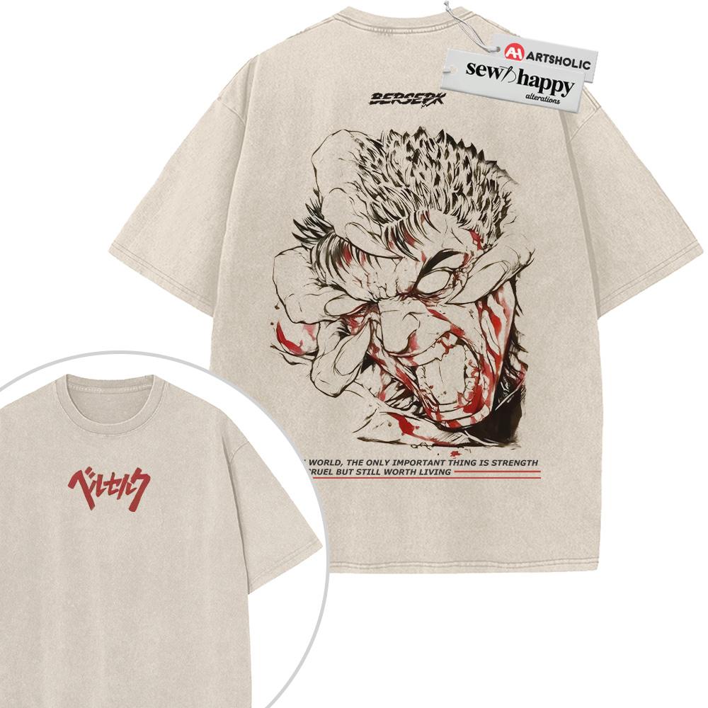 Wash Tee Guts Shirt, Berserk Shirt, Anime Shirt, Vintage T-Shirt 2-Sided