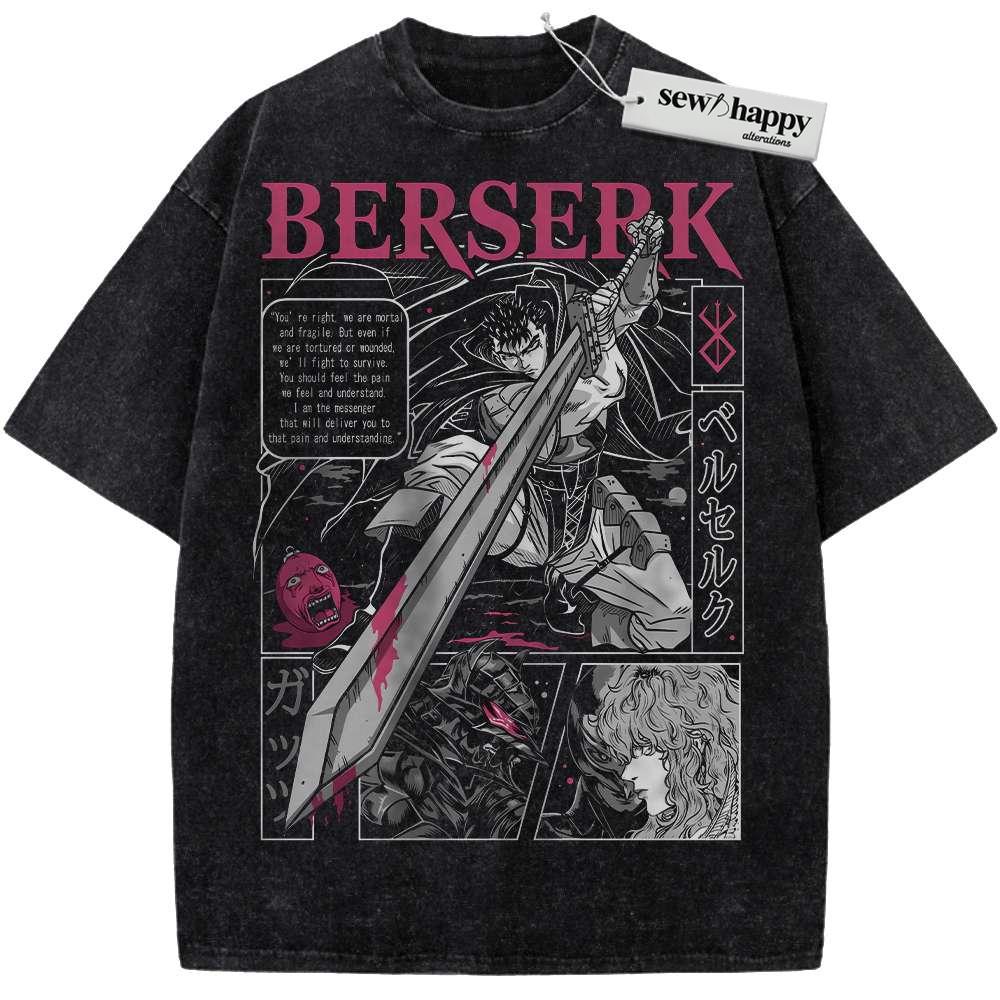 Wash Tee Guts Shirt, Berserk Shirt, Anime Shirt, Vintage T-Shirt