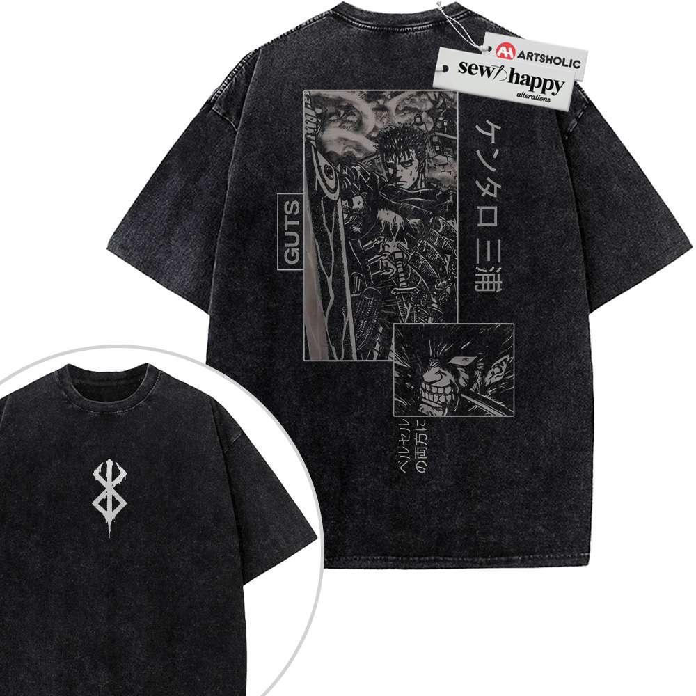 Wash Tee Guts Shirt, Berserk Shirt, Anime Shirt, Vintage Tee 2-Sided