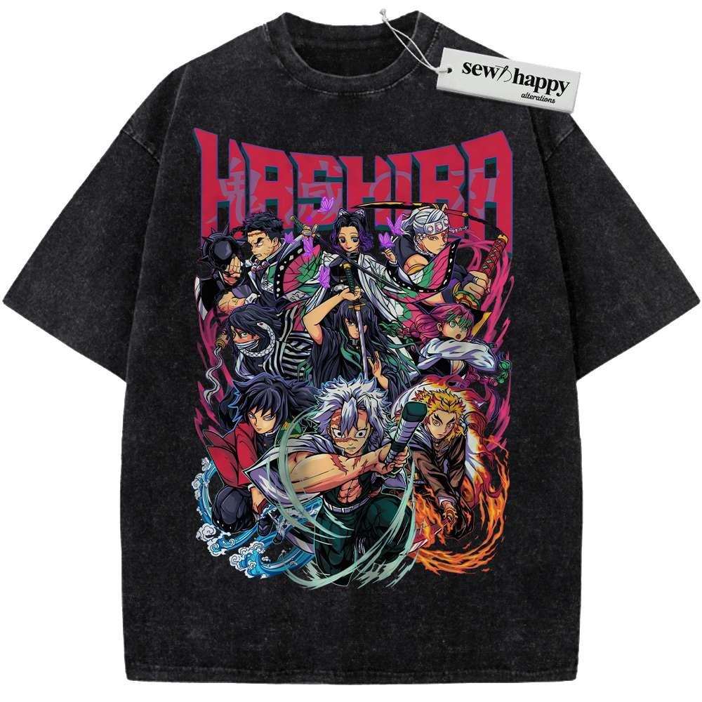 Wash Tee Hashira Shirt, Demon Slayer Shirt, Anime Shirt, Vintage T-Shirt