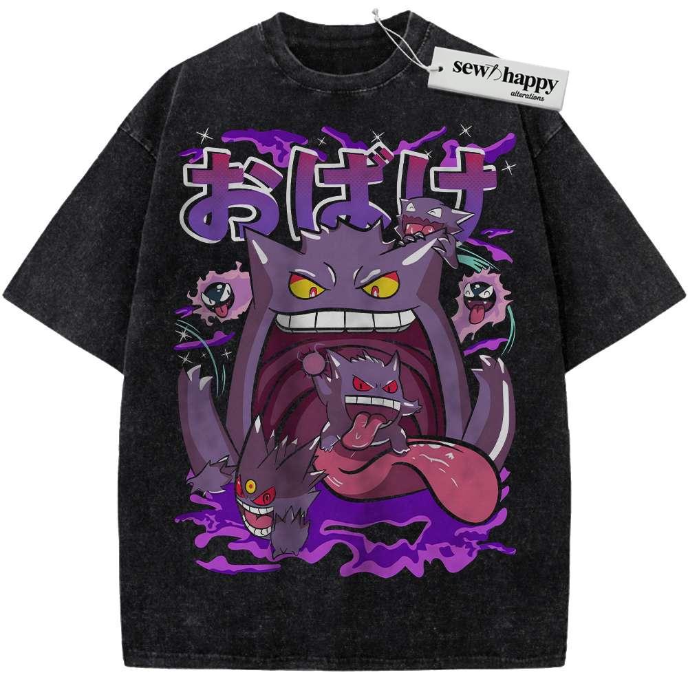 Wash Tee Haunter Shirt, Gengar Shirt, Gatsly Shirt, Pokemon shirt, Anime Shirt, Vintage Tee