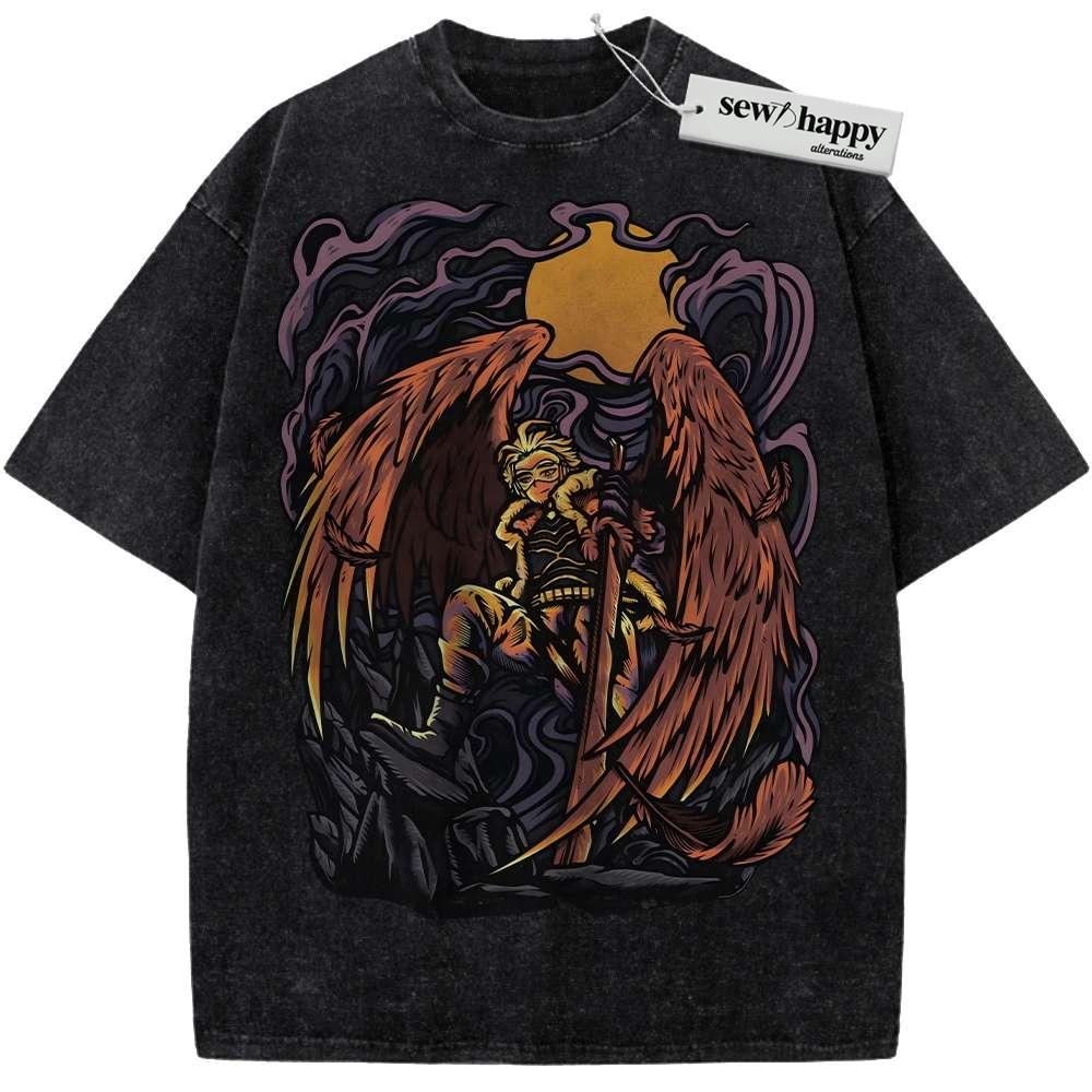 Wash Tee Hawks Shirt, Keigo Takami Shirt, MHA Shirt, Anime Shirt, Vintage T-Shirt Wash Tee Hawks Shirt, Keigo Takami Shirt, MHA Shirt, Anime Shirt, Vintage T-Shirt - Image 1