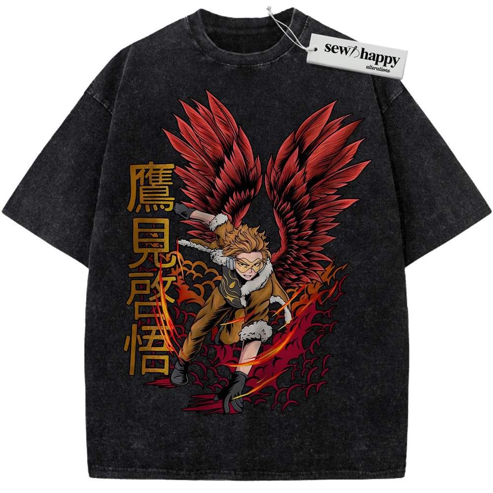 Wash Tee Hawks Shirt, MHA Shirt, Anime Shirt, Vintage Tee