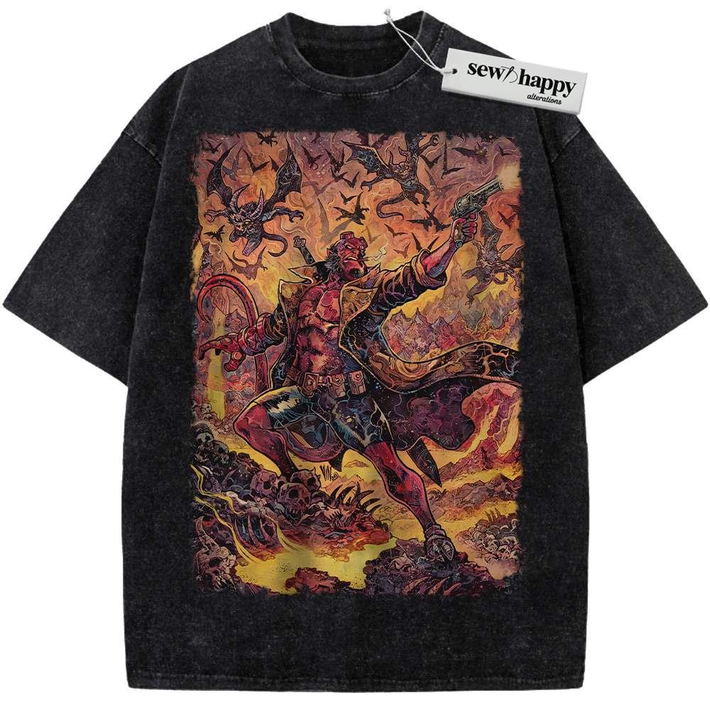 Wash Tee Hellboy Shirt, Movie Shirt, Vintage Tee