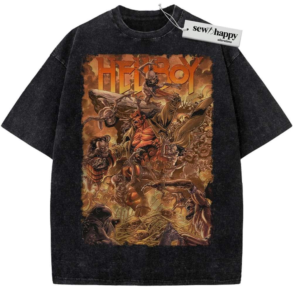 Wash Tee Hellboy Shirt, Movie Shirt, Vintage Tee