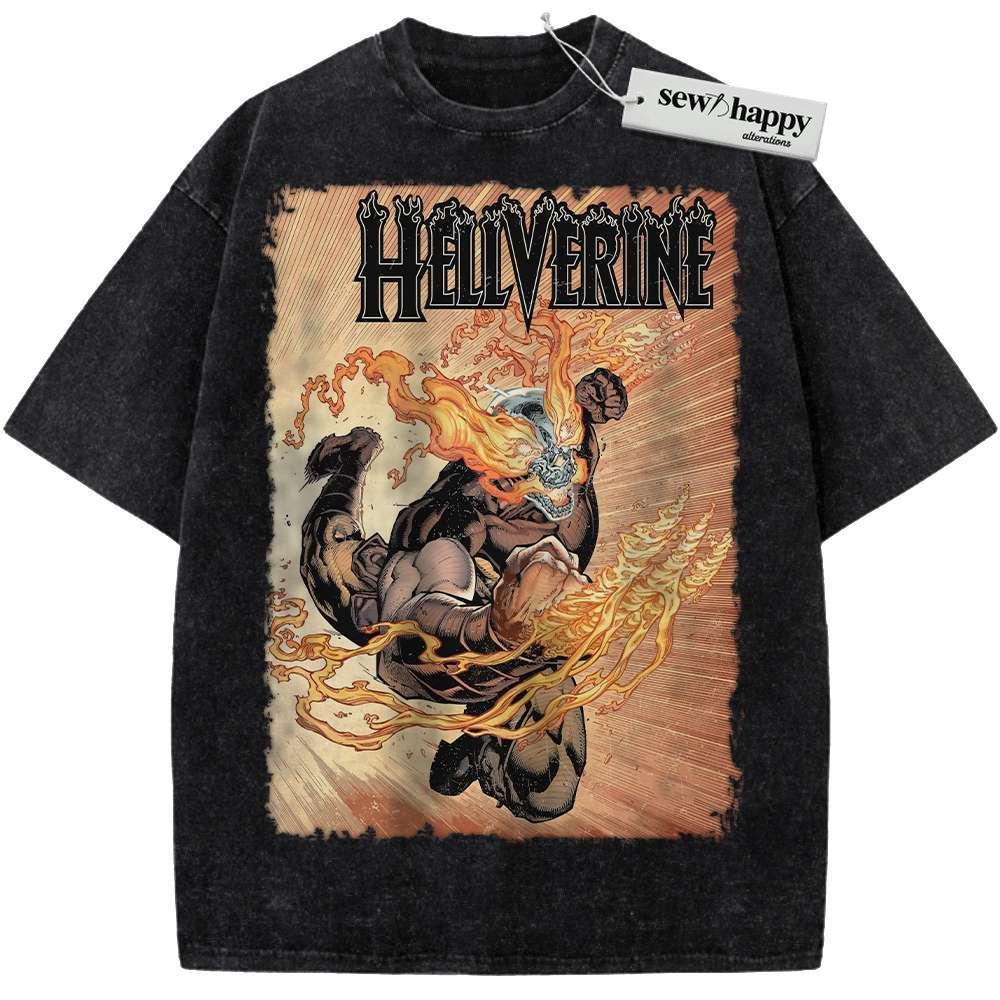 Wash Tee Hellverine Shirt, Marvel Comics Shirt, Vintage Tee