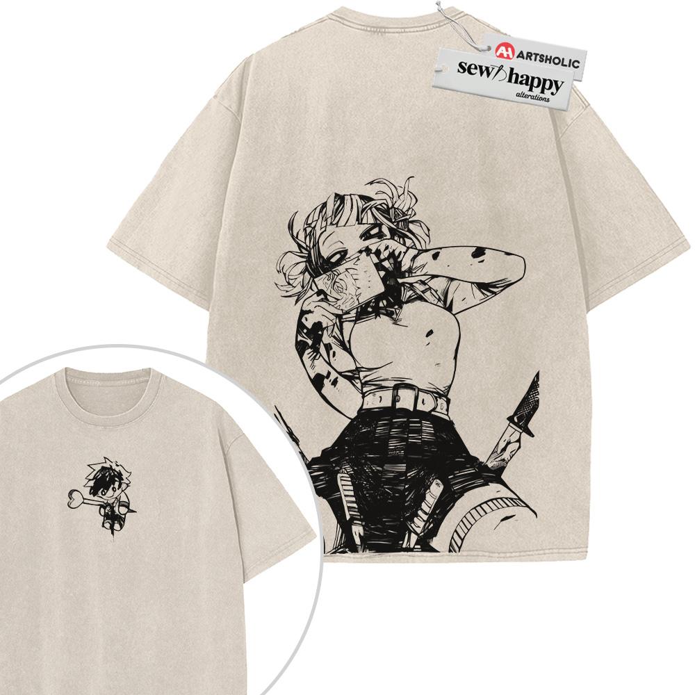 Wash Tee Himiko Toga Shirt, MHA Shirt, Anime Shirt, Vintage Tee 2-Sided
