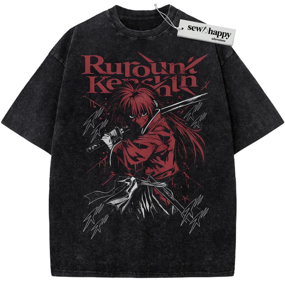 Wash Tee Himura Kenshin Shirt, Rurouni Kenshin Shirt, Anime Shirt, Vintage Tee Wash Tee Himura Kenshin Shirt, Rurouni Kenshin Shirt, Anime Shirt, Vintage Tee - Image 1