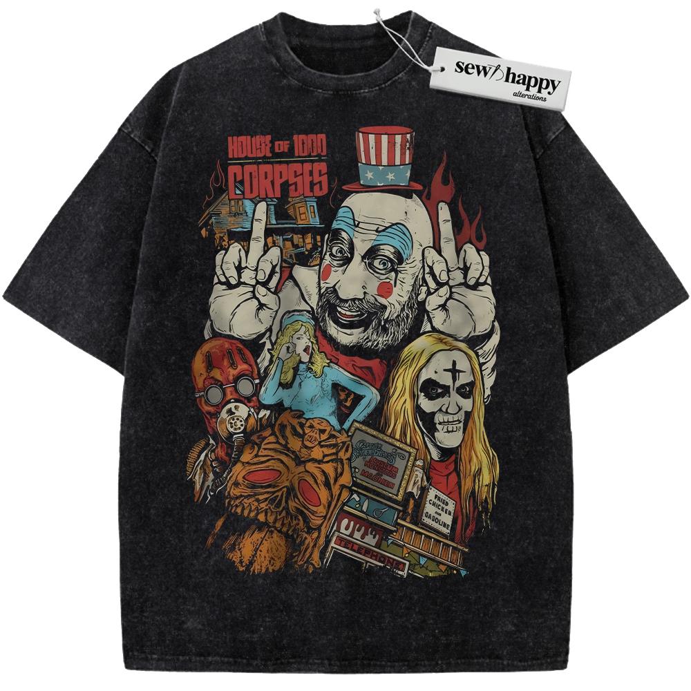 Wash Tee House of 1000 Corpses Shirt, Horror Movie Shirt, Halloween Shirt, Vintage Tee