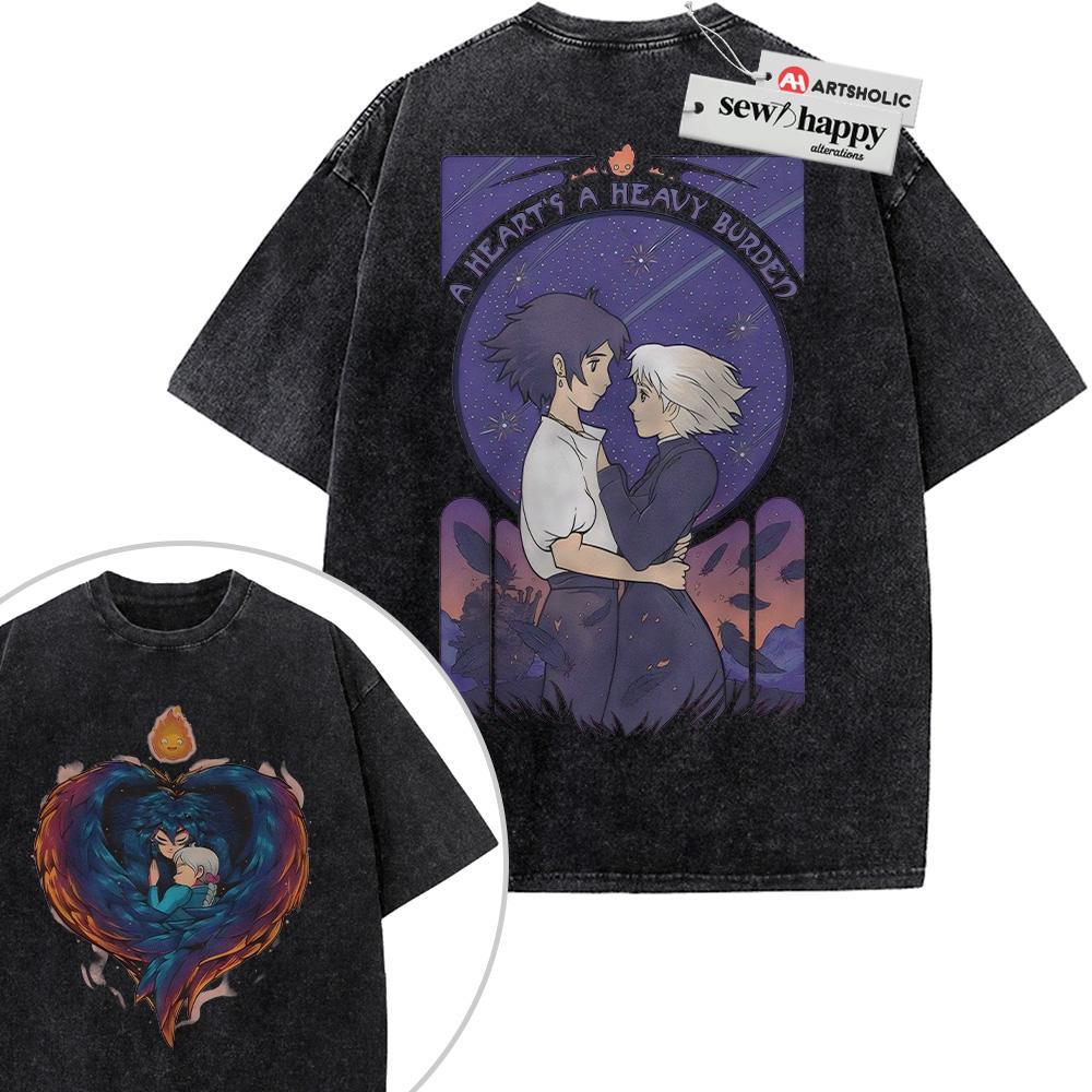 Wash Tee Howl's Moving Castle Shirt, Studio Ghibli Shirt, Anime Shirt, Vintage T-Shirt 2-Sided