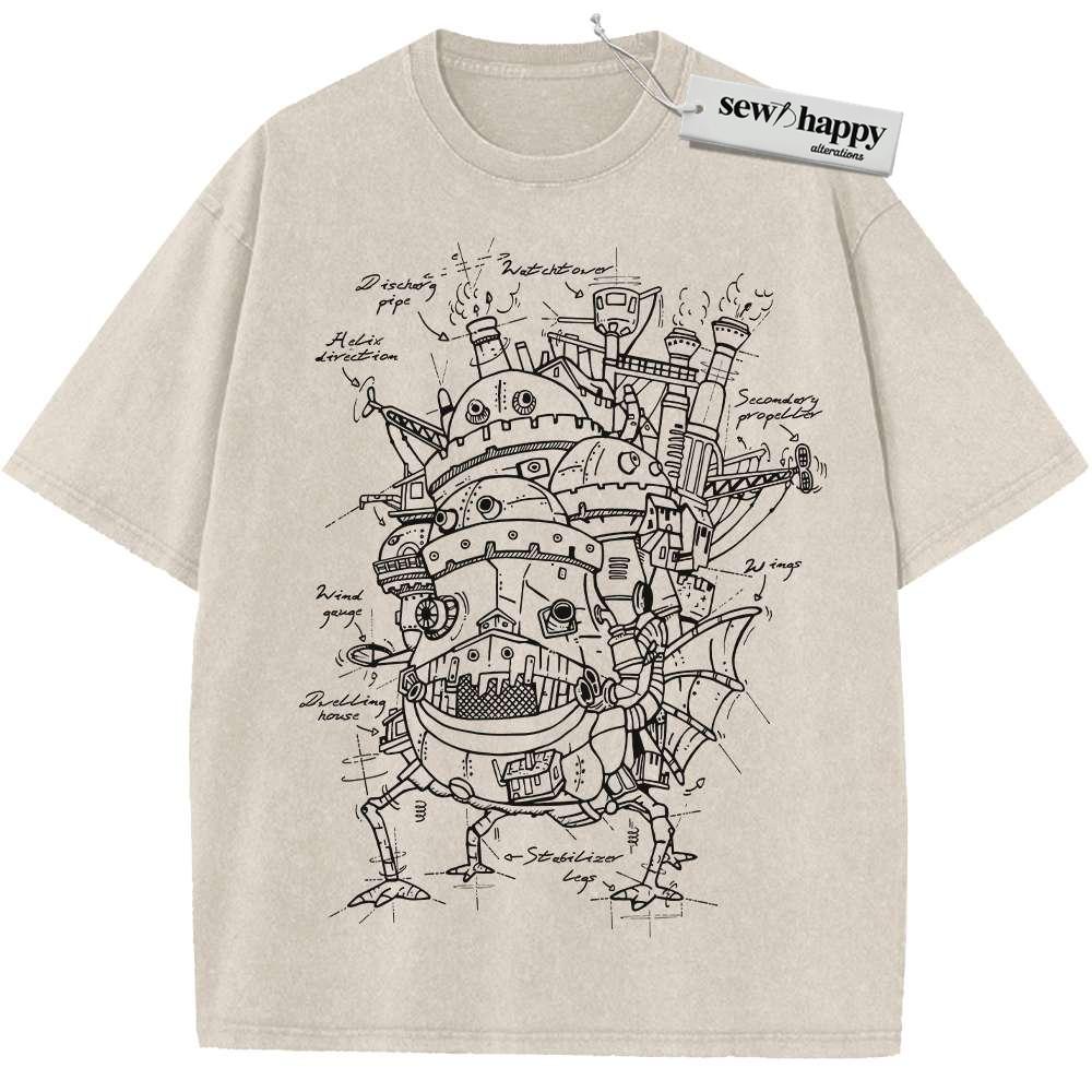 Wash Tee Howl's Moving Castle Shirt, Studio Ghibli Shirt, Anime Shirt, Vintage T-Shirt