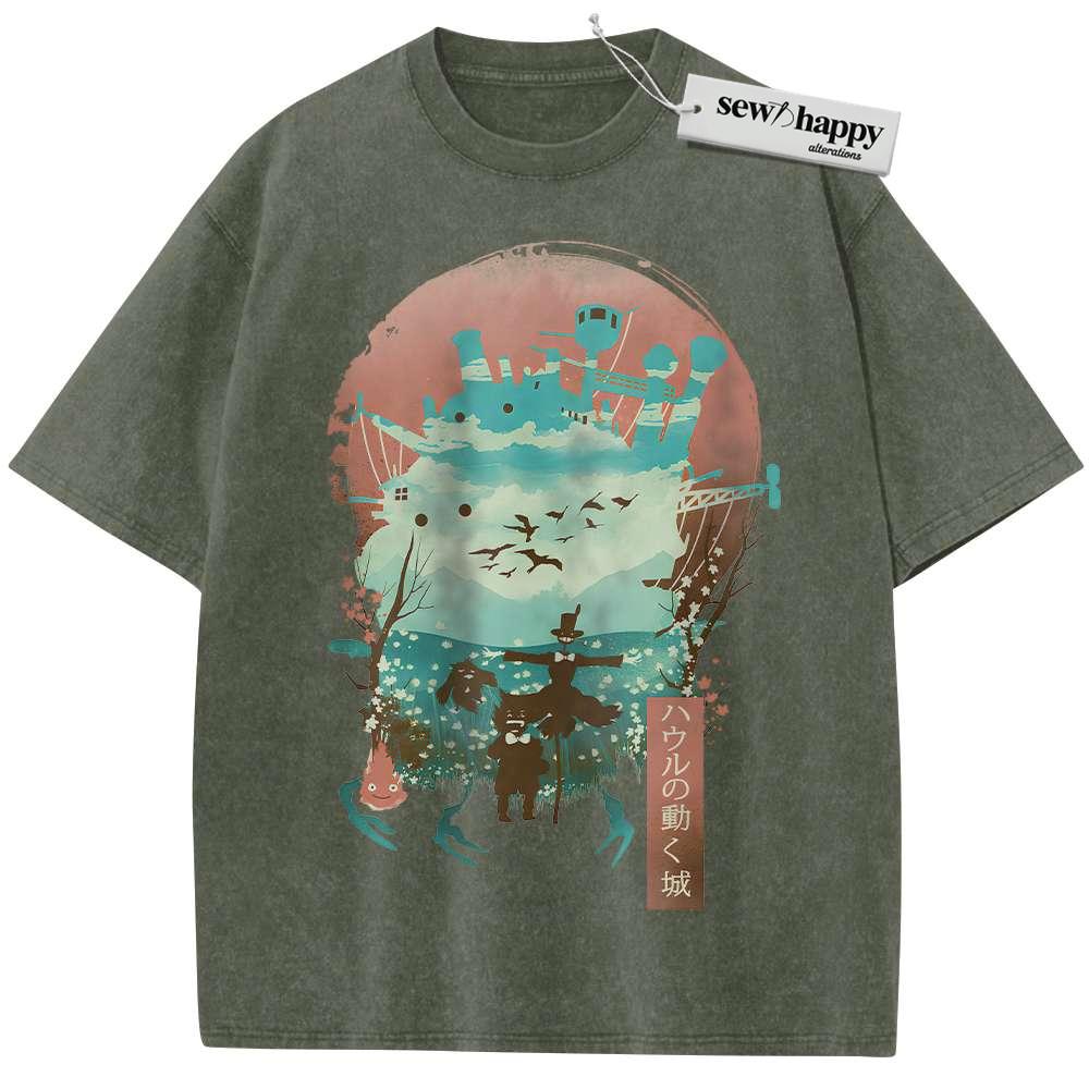Wash Tee Howl's Moving Castle Shirt, Studio Ghibli Shirt, Anime Shirt, Vintage Tee