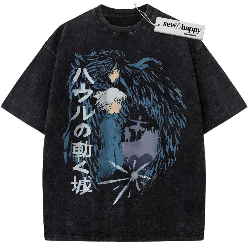 Wash Tee Howl's Moving Castle Shirt, Studio Ghibli Shirt, Anime Shirt, Vintage Tee Wash Tee Howl's Moving Castle Shirt, Studio Ghibli Shirt, Anime Shirt, Vintage Tee - Image 1
