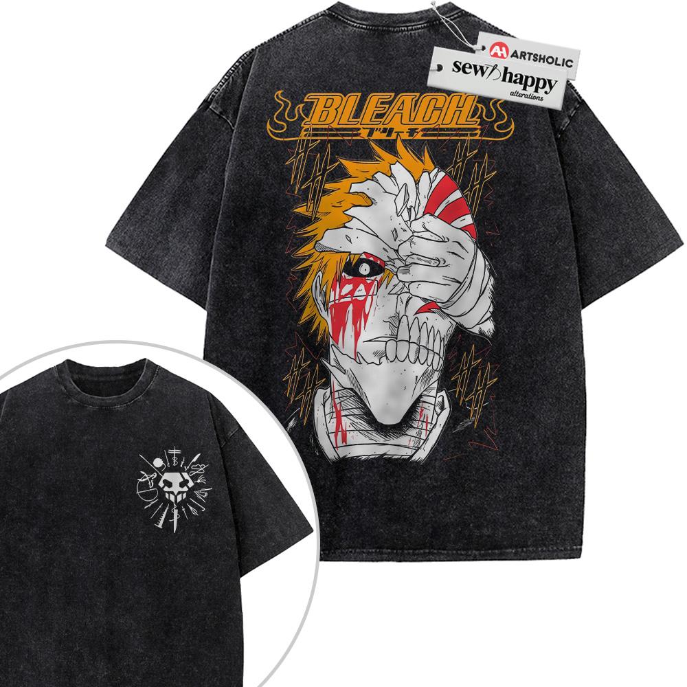 Wash Tee Ichigo Kurosaki Shirt, Bleach Shirt, Anime Shirt, Vintage T-Shirt 2-Sided