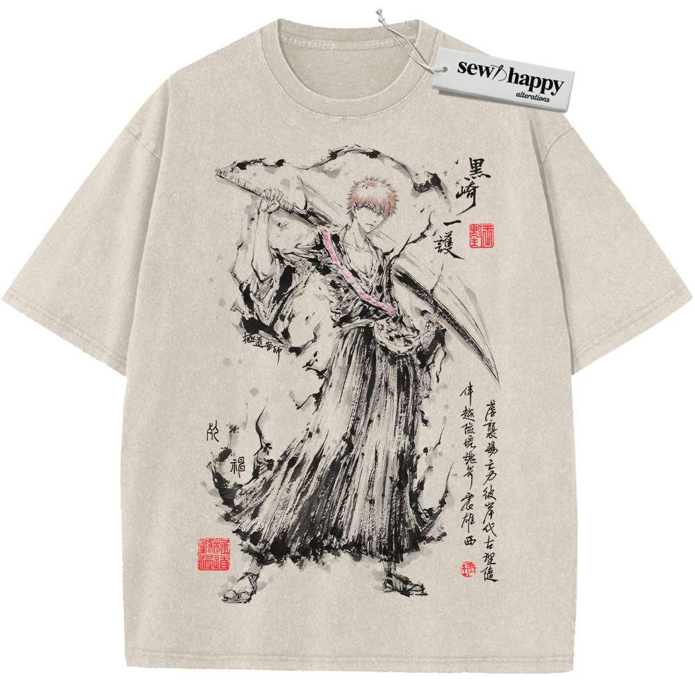 Wash Tee Ichigo Kurosaki Shirt, Bleach Shirt, Anime Shirt, Vintage T-Shirt Wash Tee Ichigo Kurosaki Shirt, Bleach Shirt, Anime Shirt, Vintage T-Shirt - Image 1