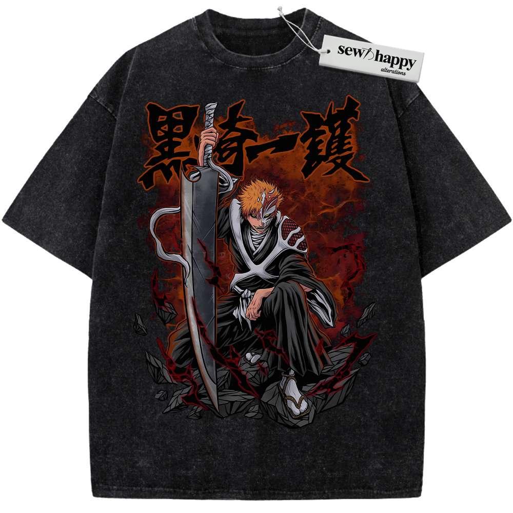 Wash Tee Ichigo Kurosaki Shirt, Bleach Shirt, Anime Shirt, Vintage T-Shirt