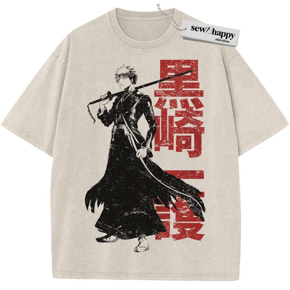 Wash Tee Ichigo Kurosaki Shirt, Bleach Shirt, Anime Shirt, Vintage T-Shirt Wash Tee Ichigo Kurosaki Shirt, Bleach Shirt, Anime Shirt, Vintage T-Shirt - Image 1