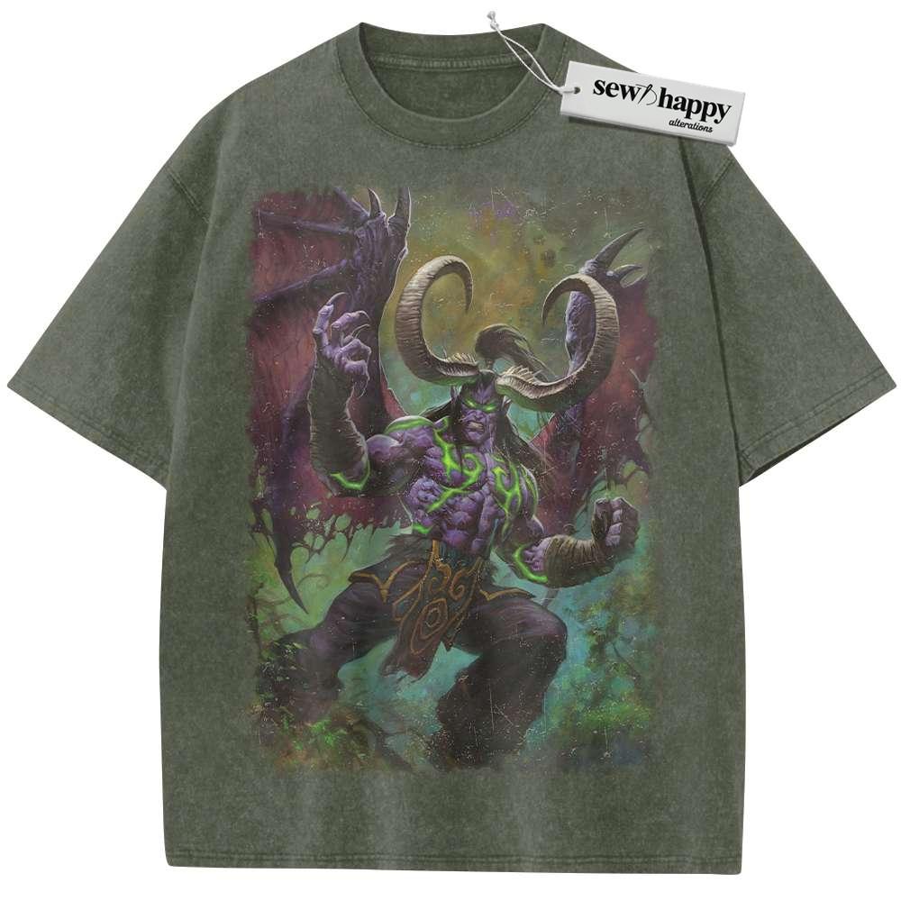 Wash Tee Illidan Stormrage Shirt, Dota Shirt, World of Warcraft Shirt, WoW Shirt, Game Shirt, Vintage Tee
