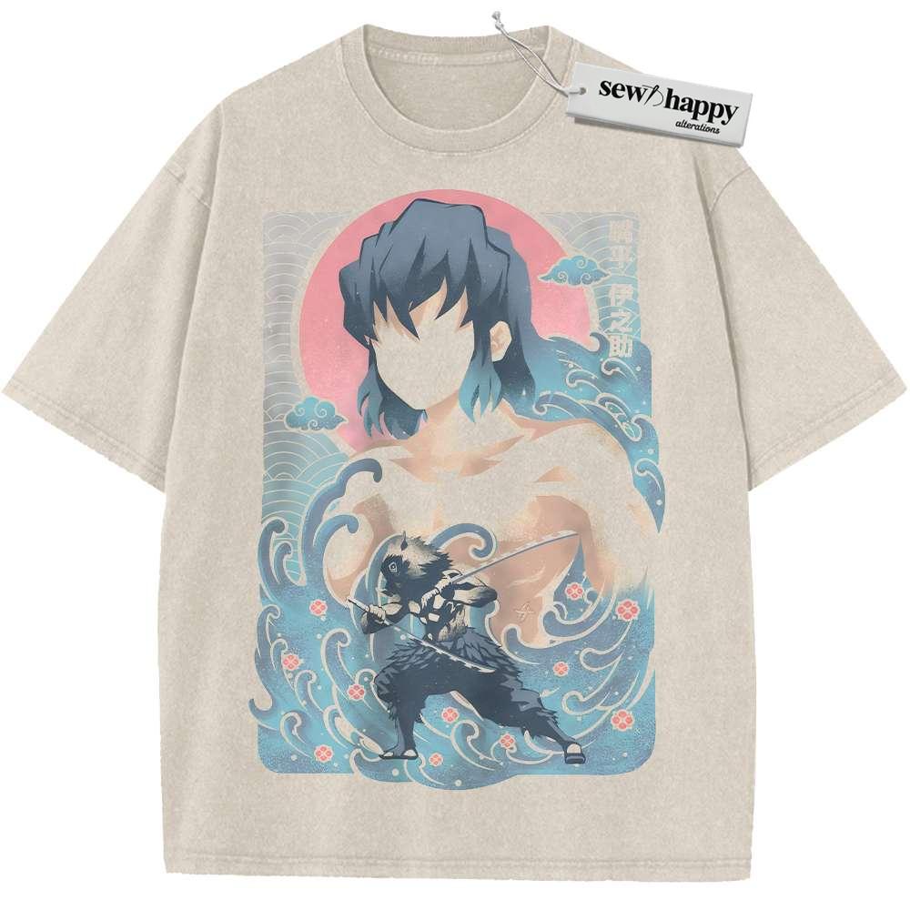 Wash Tee Inosuke Hashibira Shirt, Demon Slayer Shirt, Anime Shirt, Vintage T-Shirt