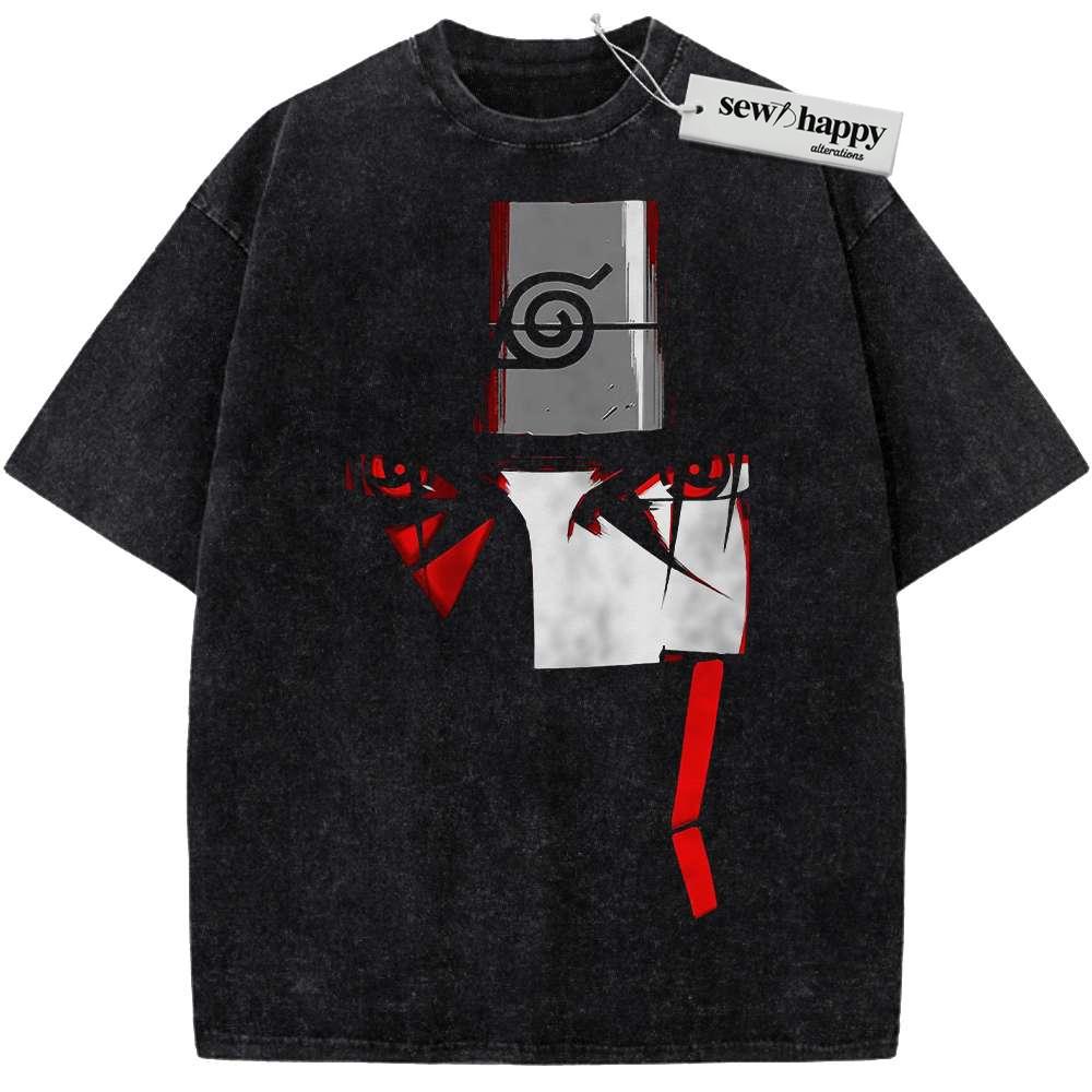 Wash Tee Itachi Uchiha Shirt, Akatsuki Shirt, Naruto Shirt, Anime Shirt, Vintage T-Shirt