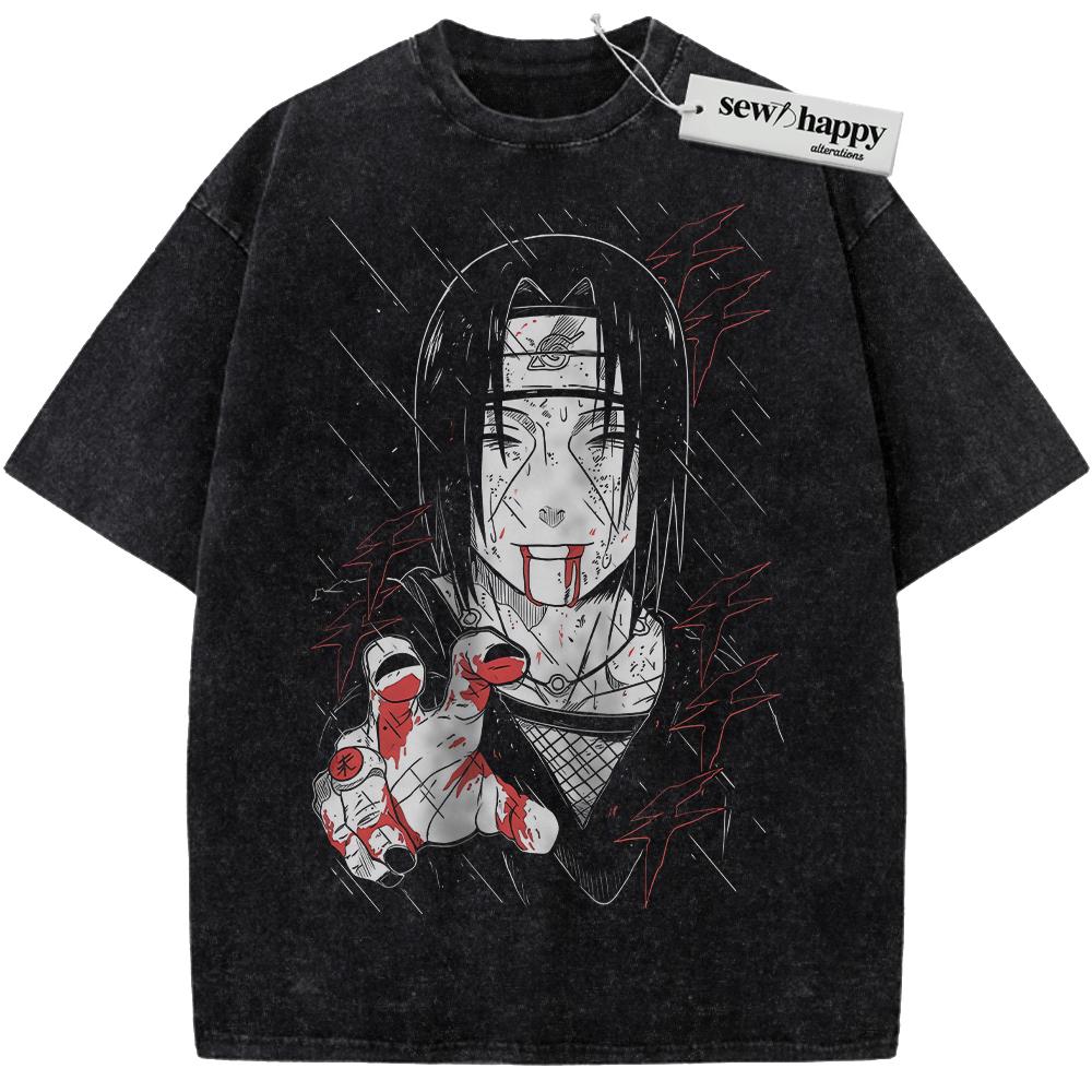 Wash Tee Itachi Uchiha Shirt, Akatsuki Shirt, Naruto Shirt, Anime Shirt, Vintage T-Shirt